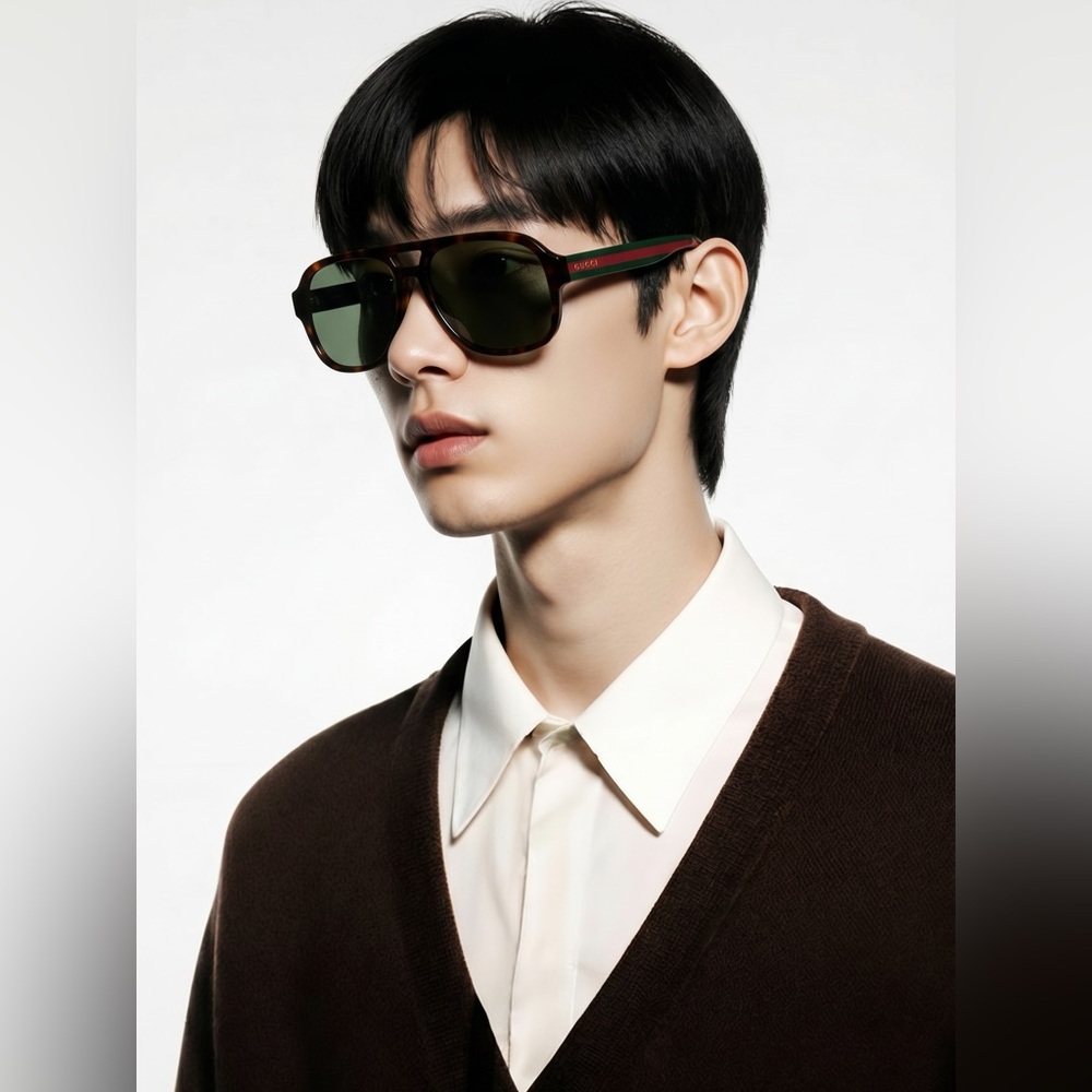 Authentic ✨ Brand New Gucci GG0925S 002 Aviator Sunglasses – Havana Frame with G - Picture 4 of 14